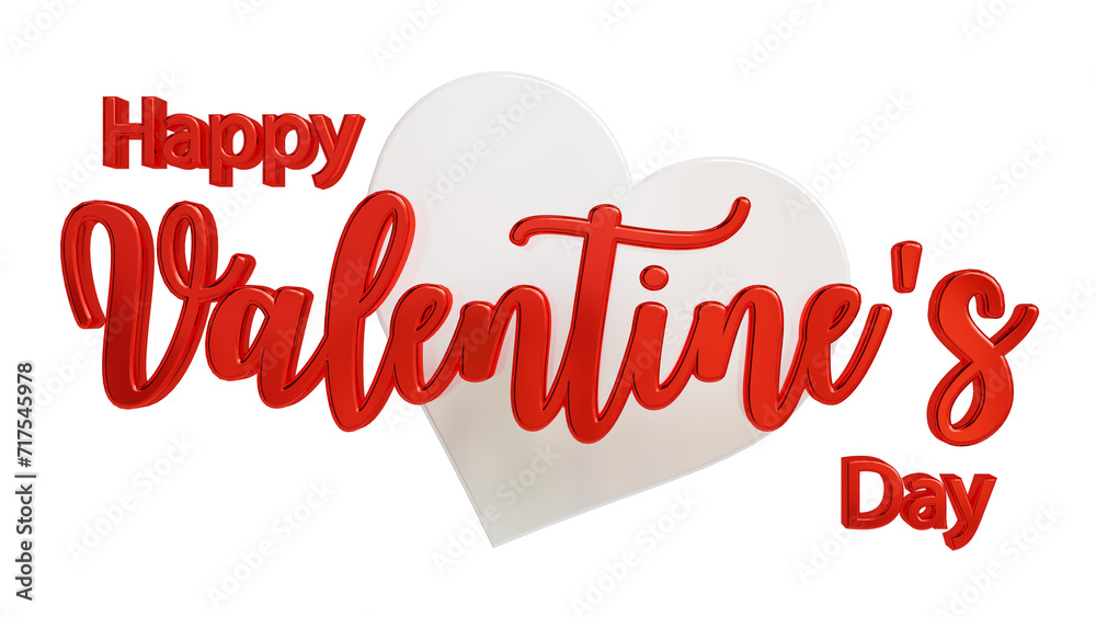 Happy valentine's day calligraphy banner, 3d red lettering