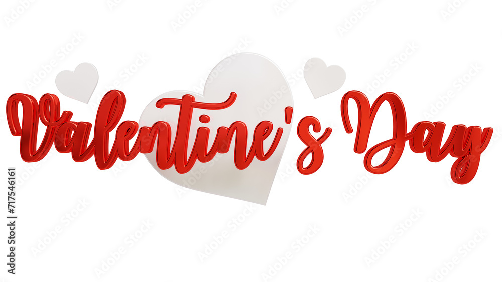 Happy valentine's day calligraphy banner, 3d red lettering
