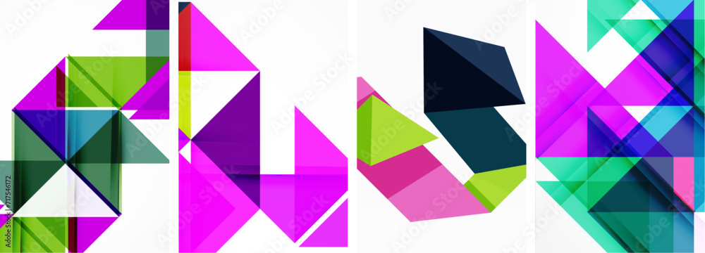 Set of abstract random triangle composition backgrounds. Vector illustration for for wallpaper, business card, cover, poster, banner, brochure, header, website Set of abstract random triangle composition backgrounds. Vector illustration for for wallpaper, business card, cover, poster, banner, brochure, header, website