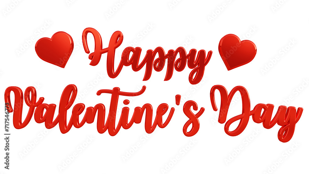 Happy valentine's day calligraphy banner, 3d red lettering Happy valentine's day calligraphy banner, 3d red lettering