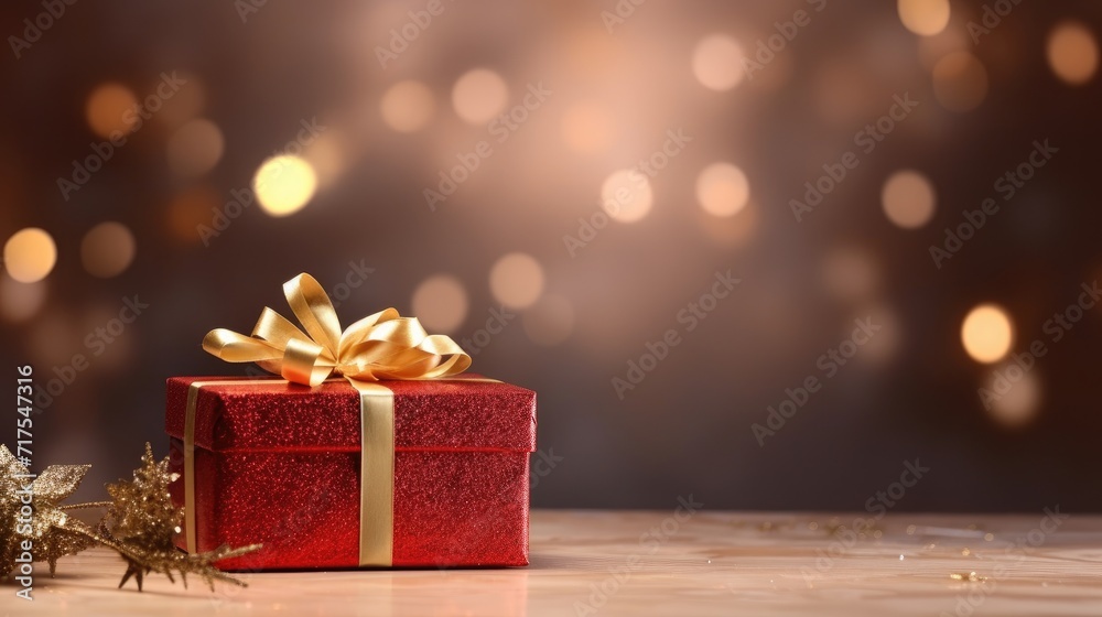 Gift box on a clean background in the style of the new year where there is space for text Gift box on a clean background in the style of the new year where there is space for text