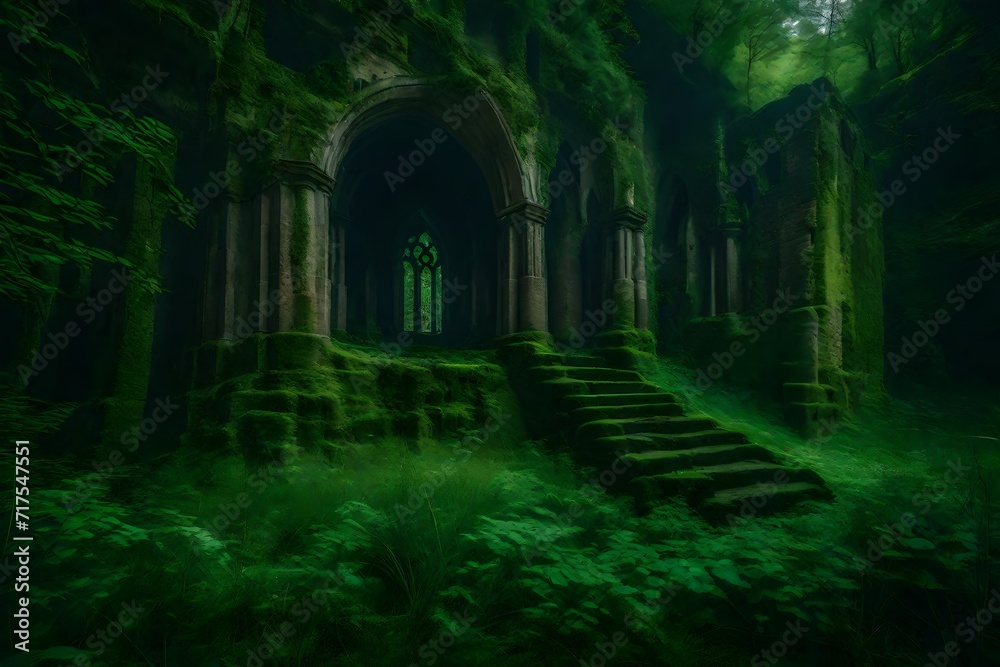 green tunnel in the forest green tunnel in the forest