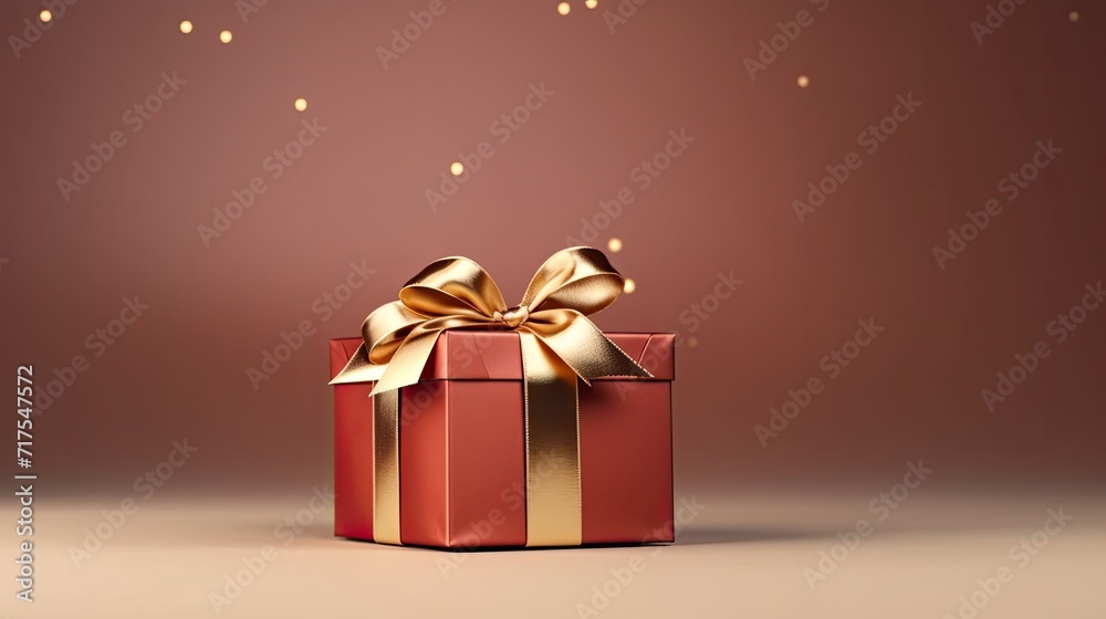 Gift box on a clean background in the style of the new year where there is space for text Gift box on a clean background in the style of the new year where there is space for text