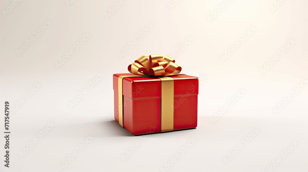Obraz premium Gift box on a clean background in the style of the new year where there is space for text