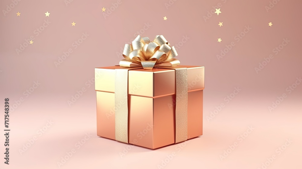 Gift box on a clean background in the style of the new year where there is space for text Gift box on a clean background in the style of the new year where there is space for text