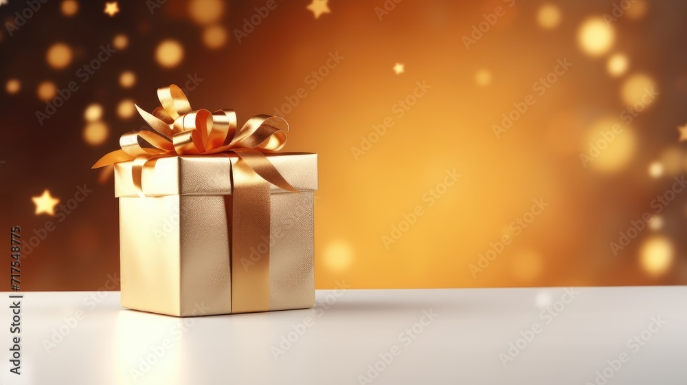 Gift box on a clean background in the style of the new year where there is space for text