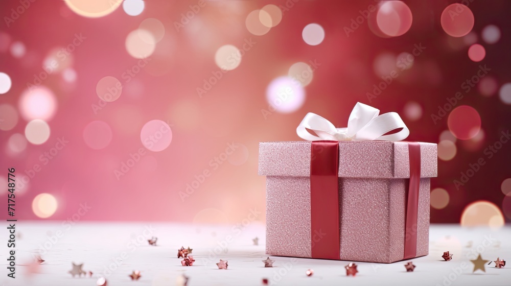 Gift box on a clean background in the style of the new year where there is space for text Gift box on a clean background in the style of the new year where there is space for text