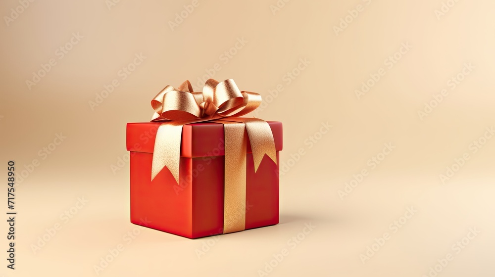 Obraz premium Gift box on a clean background in the style of the new year where there is space for text