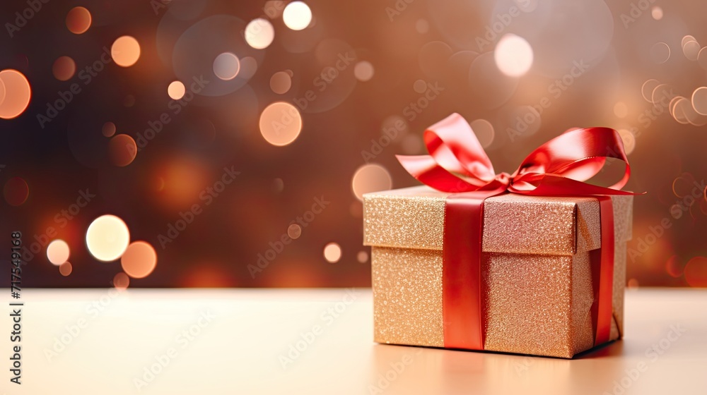 Gift box on a clean background in the style of the new year where there is space for text Gift box on a clean background in the style of the new year where there is space for text