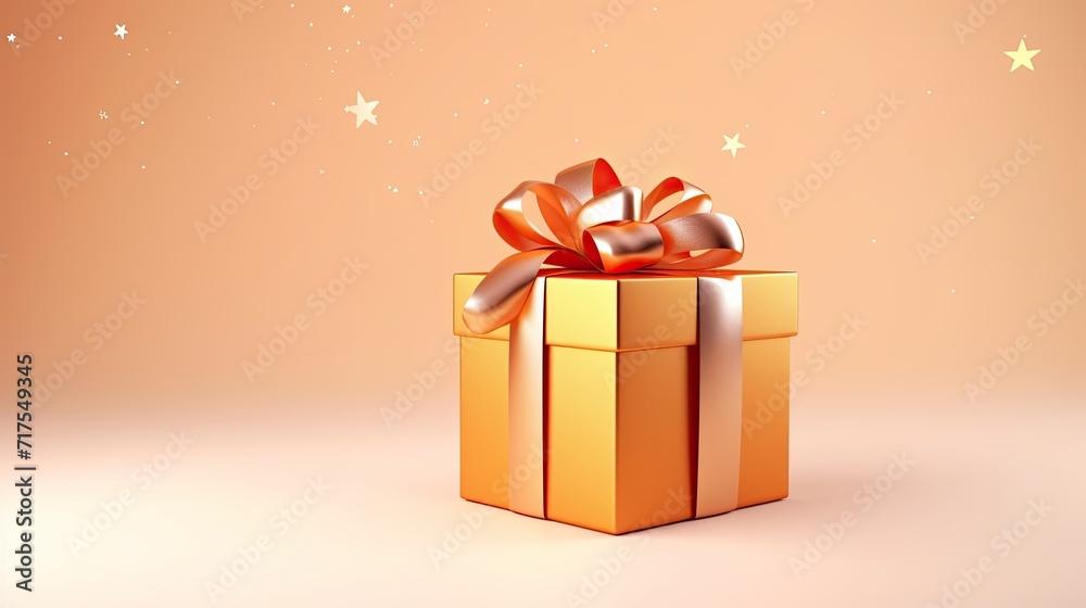 Gift box on a clean background in the style of the new year where there is space for text Gift box on a clean background in the style of the new year where there is space for text