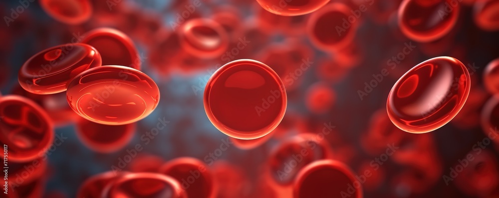 An illustration of red blood cell plasma inside a blood vessel. generative AI