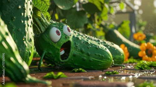 A hilarious sight in the cucumber limbo challenge as a participant dressed in a zany costume is almost completely hidden behind the giant vegetable struggling to maintain
