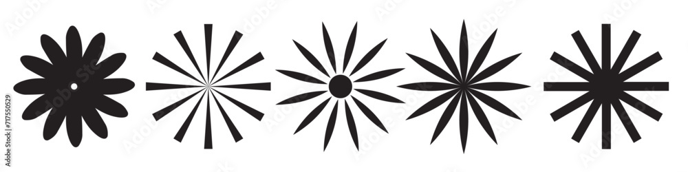 Set of brutalism figure shapes, minimalist geometric elements, star flower, sun ray frame design. Brutalist design icons and signs. Modern elements swiss style figures stars flowers circles Set of brutalism figure shapes, minimalist geometric elements, star flower, sun ray frame design. Brutalist design icons and signs. Modern elements swiss style figures stars flowers circles