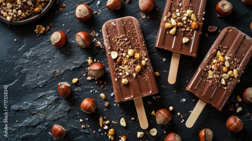 Indulge in the perfect combination of creamy ice cream and rich chocolate, a delightful treat on a stick, Ai Generated.