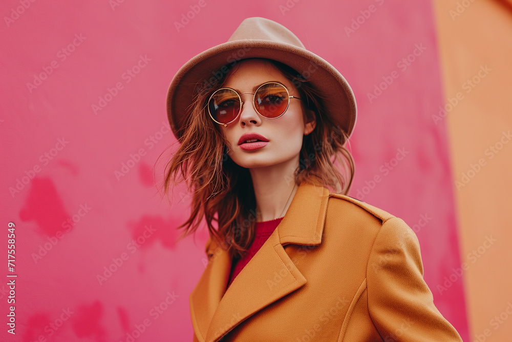 fashionable confident young woman wearing trendy outfit minimalistic fashionable confident young woman wearing trendy outfit minimalistic