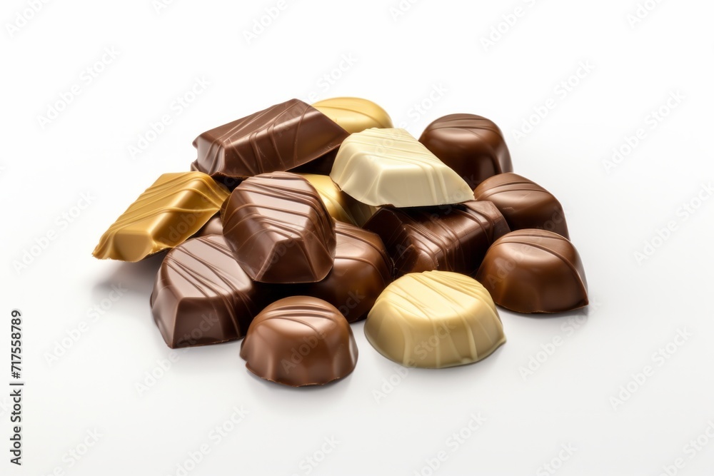 Gourmet Selection of Milk Chocolate Pralines, on isolated white background, Generative AI Gourmet Selection of Milk Chocolate Pralines, on isolated white background, Generative AI
