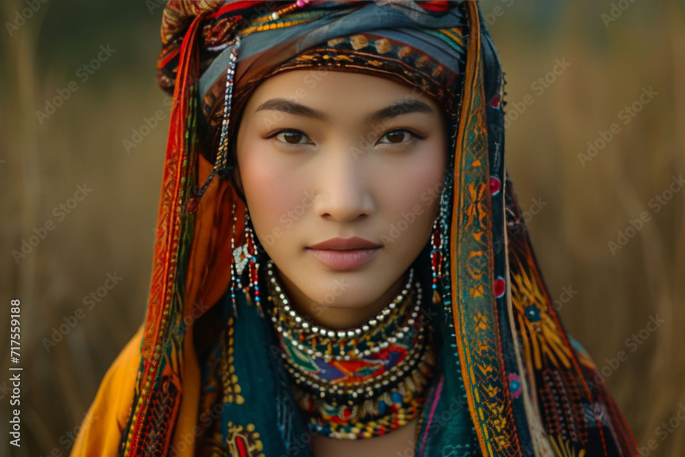 A woman wearing traditional attire from her culture, representing the diversity and beauty of women worldwide.