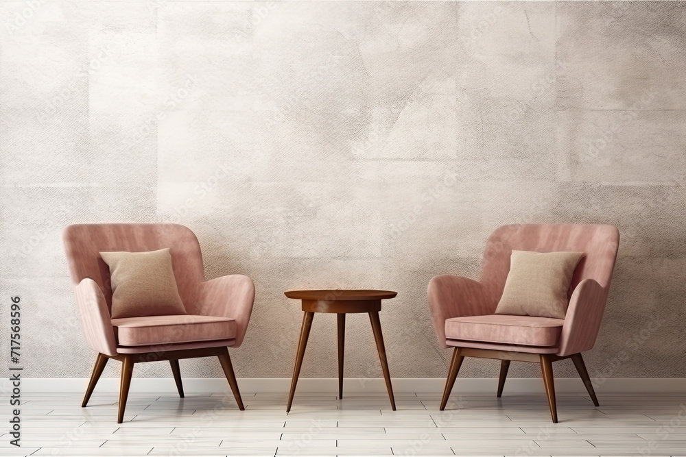 custom made wallpaper toronto digitalModern living room interior with two beige armchairs