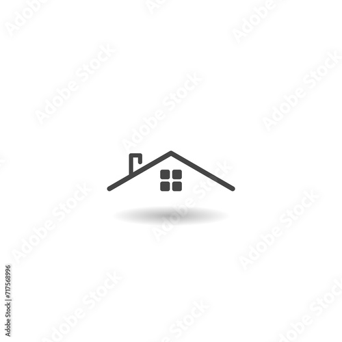 House roof icon logo with shadow