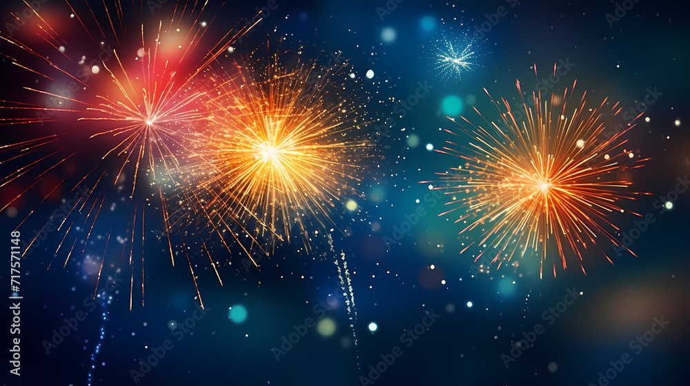 Beautiful fireworks background at night for holiday decoration Beautiful fireworks background at night for holiday decoration
