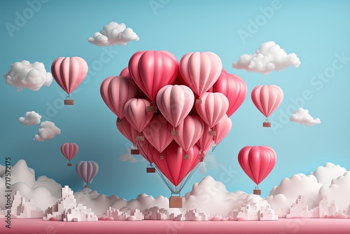 love and Valentine day on the sky blue. Created with Ai