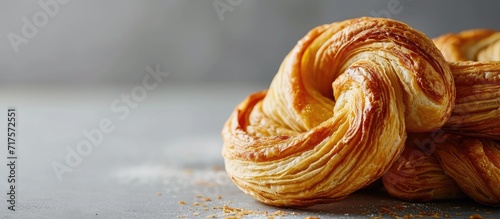 Oreja Mexican sweet bread made with puff pastry its name comes from its shape similar to that of ears of French origin where it is known as Elephant Ear or Palmier Puff Pastry. Copy space image photo
