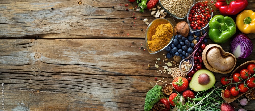 Healthy food in heart and cholesterol diet concept on vintage boards. Copy space image. Place for adding text or design Healthy food in heart and cholesterol diet concept on vintage boards. Copy space image. Place for adding text or design