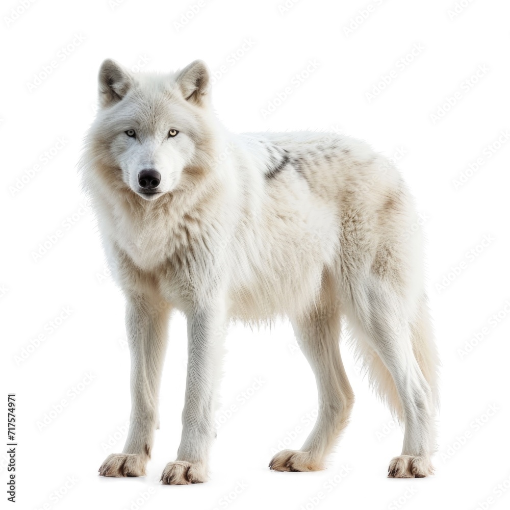 Arctic Wolf in natural pose isolated on white background, photo realistic Arctic Wolf in natural pose isolated on white background, photo realistic
