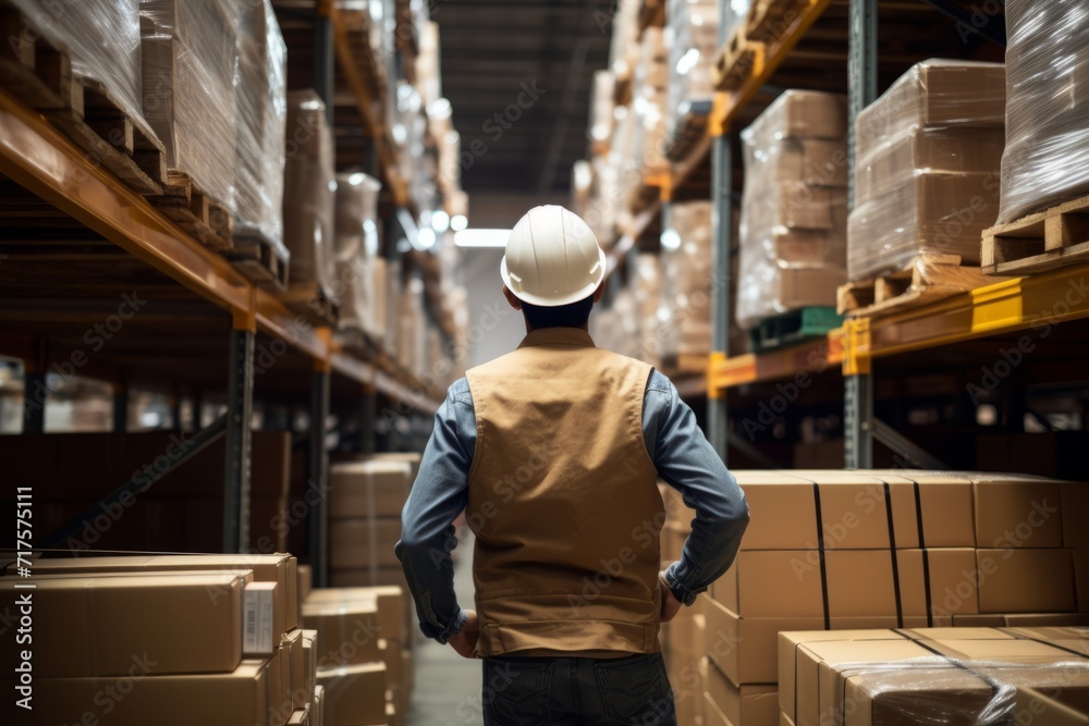 man with helmet working warehouse man with helmet working warehouse