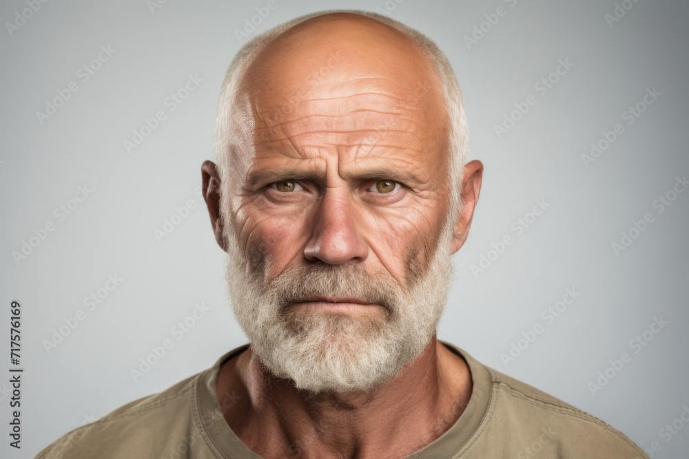 Closeup portrait of an old man with grey hair and beard. Closeup portrait of an old man with grey hair and beard.
