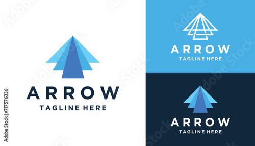 Abstract Up Arrow with Modern Low Poly Logo Design