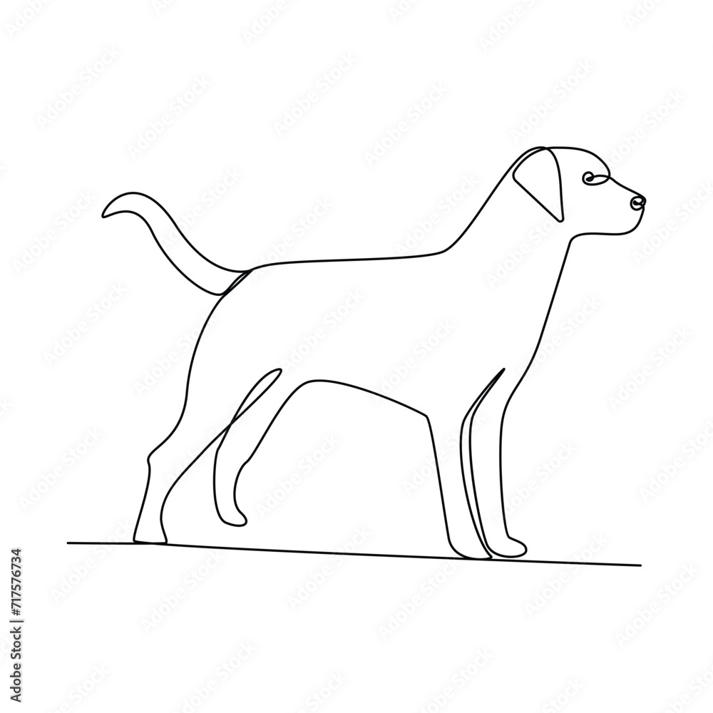 Dog pet continuous one line art and outline vector art illustration Dog pet continuous one line art and outline vector art illustration