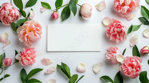 Background white top view up photo floral day flower mock wedding bridal invite. White banner card background shower above bride blank top date template save border design mockup product party empty  photo