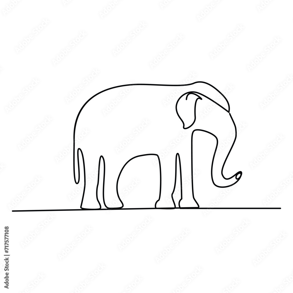 Elephant continuous one line art and outline vector art illustration Elephant continuous one line art and outline vector art illustration