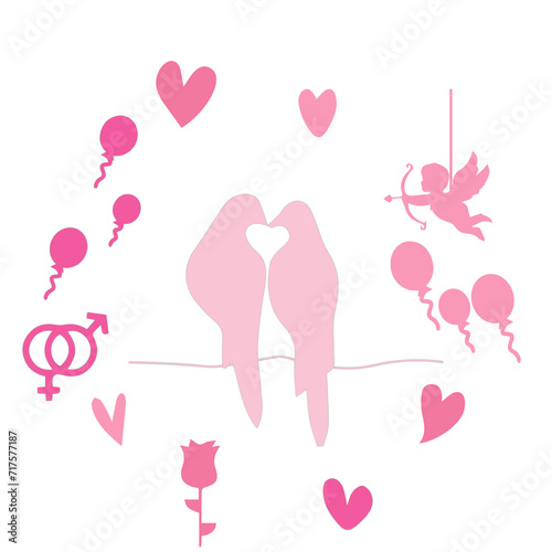 valentine and Christmas day on paper-cut