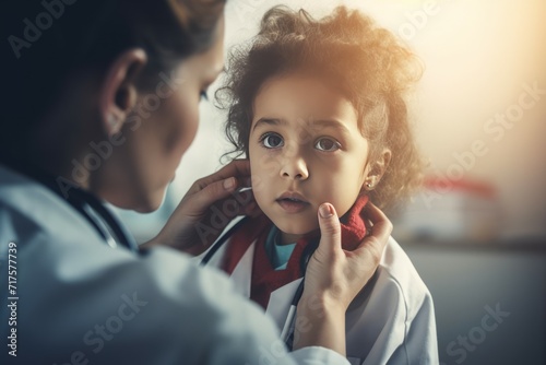Pediatrician checking child. Professional and qualified doctor looking problem patient. Generate AI