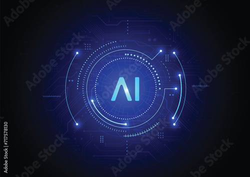 Artificial intelligence chipset on circuit board in futuristic concept technology artwork for web, banner, card, cover. Vector illustration