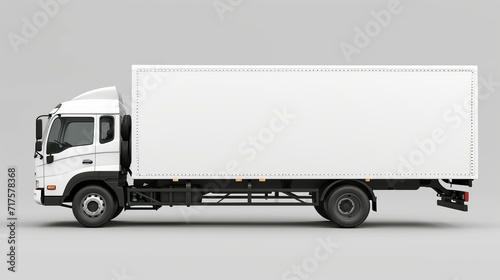 Cargo truck with blank side mock up on gray background 