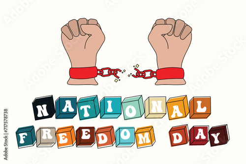 Hand with broken chains with national freedom day illustration, Freedom Symbol Hand and Chains, Hand Breaking Chains for Independence, Liberation Abolition of Slavery clipart, World Freedom Day 