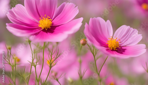pink cosmos flowers with blur background © Mr Ali