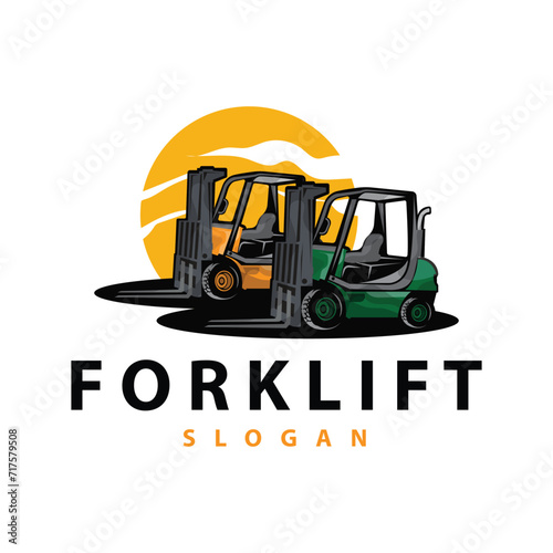Forklift logo heavy vehicle vector design simple heavy equipment transportation illustration template