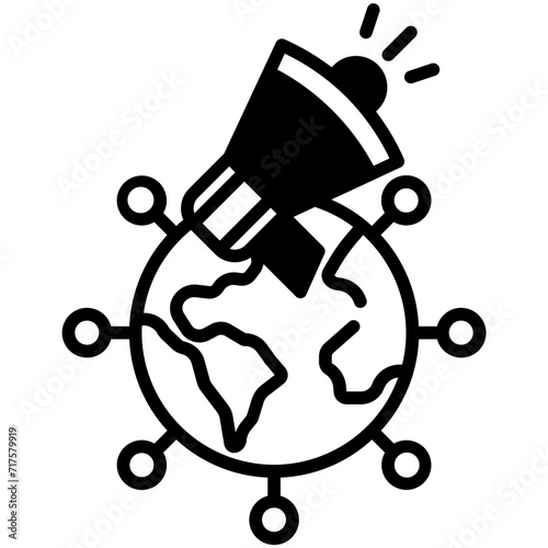 Global marketing glyph and line vector illustration