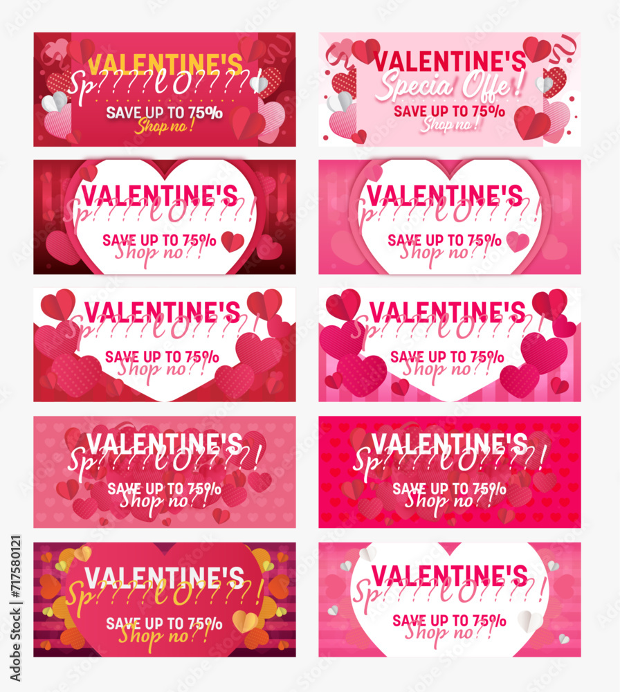 Naklejka premium Collection of Flat valentines day banner templates