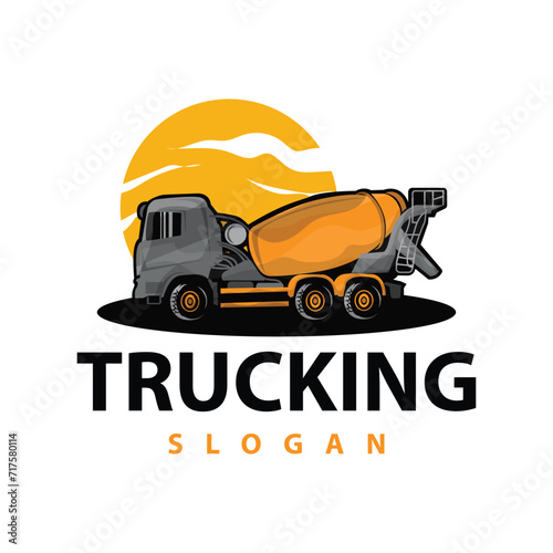 Truck logo heavy vehicle mining truck transportation design vector illustration template