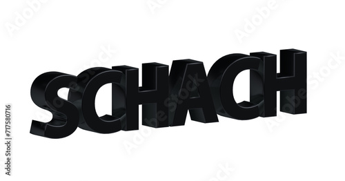 Schach, Spiel, Sport, Strategie, Konzentration, Schachmatt - schwarze plakative 3D-Schrift, Freisteller, Rendering 