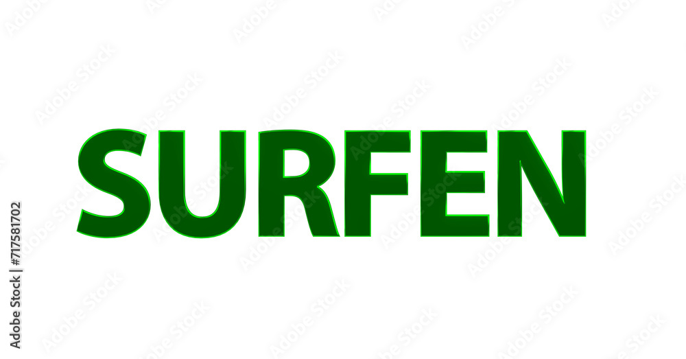 Surfen, Wellenreiten, Windsurfen, Internet, Sport - grüne plakative 3D-Schrift, Freisteller, Rendering
Surfen, Wellenreiten, Windsurfen, Internet, Sport - grüne plakative 3D-Schrift, Freisteller, Rendering