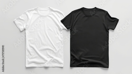 Stylish black and white men's t-shirts. Mockup for design with copy space for text. Design blank   
