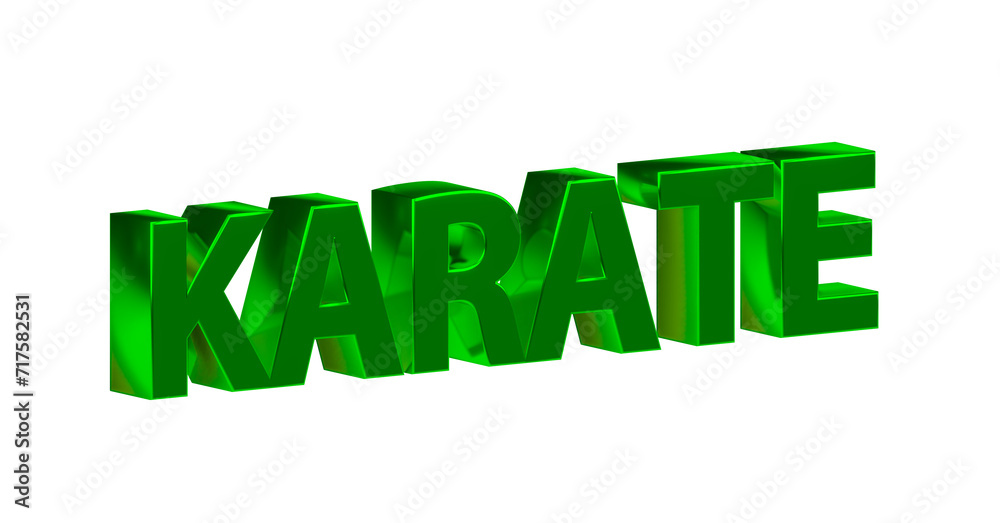 Karate - plakative grüne 3D-Schrift, Kampfsport, Selbstverteidigung, Disziplin, Training, Wettkampf, Tradition, Japan, Karateka, Körperbeherrschung, Kihon, Kata, Kumite, Rendering Karate - plakative grüne 3D-Schrift, Kampfsport, Selbstverteidigung, Disziplin, Training, Wettkampf, Tradition, Japan, Karateka, Körperbeherrschung, Kihon, Kata, Kumite, Rendering