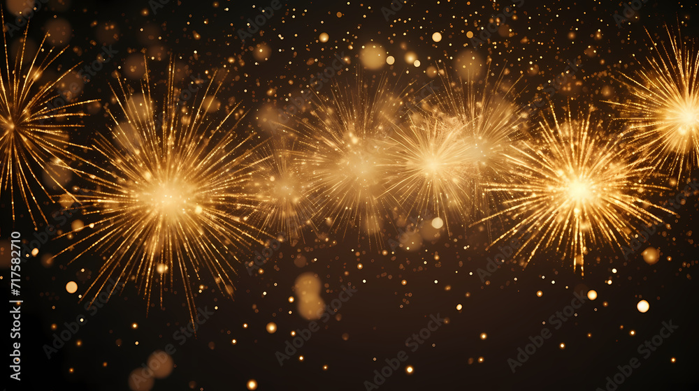 Happy New Year, burning fireworks with bokeh light background