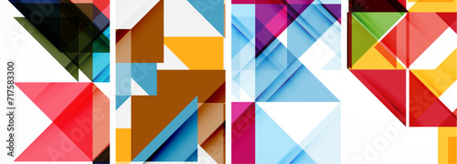 Set of abstract random triangle composition backgrounds. Vector illustration for for wallpaper, business card, cover, poster, banner, brochure, header, website